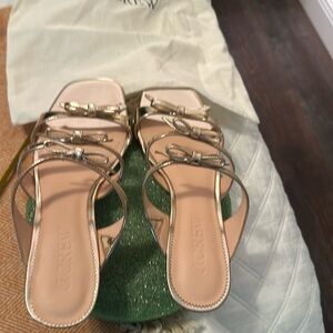 J Crew 3 bow bronze sandals